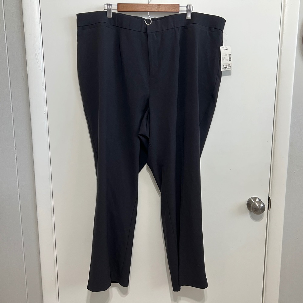 Catherines Right Fit Curvy Pants‎ Womens 24W Black Dress Trousers Stretch